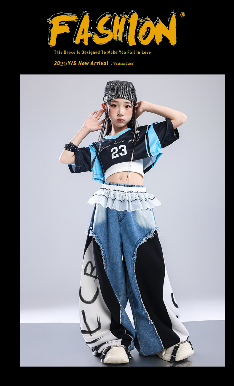 最終価格　韓国子供服7点セット(2万円分) キッズダンス衣装 セットアップ 青 ブルー ガールズ ヒップホップ 衣装
