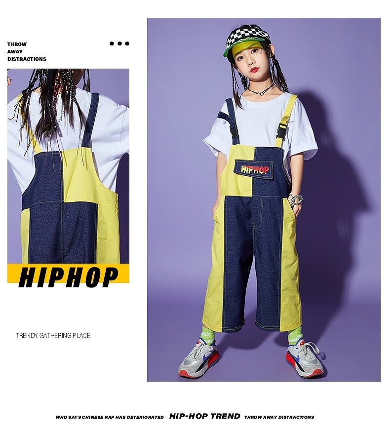 オーバーオール キッズダンス衣装 ヒップホップ ファッション ダンス衣装 キッズ 派手 つなぎ K Pop 韓国 サロペット デニム 黄色 Dg 644 Sims Mart Ys 通販 Yahoo ショッピング