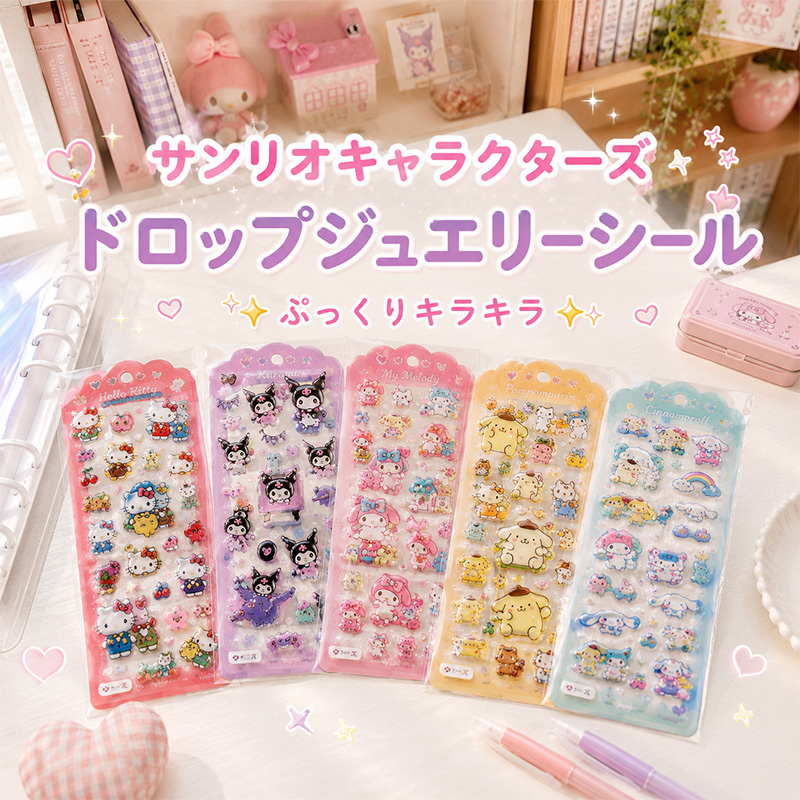 ◇(6804)サンリオキャラクターズ ドロップジュエリーシール デコシール