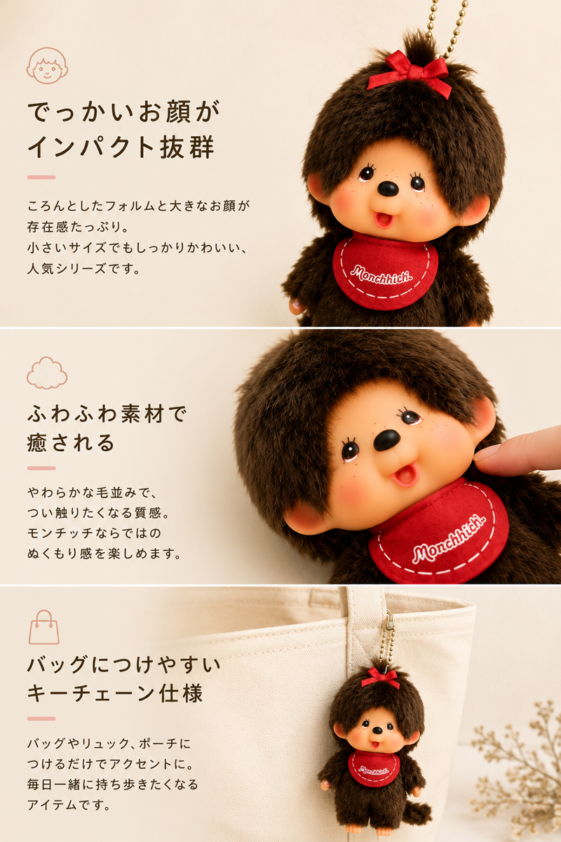 ◇(6794)顔でかモンチッチ SS キーチェーン｜ふわふわ ぬいぐるみ