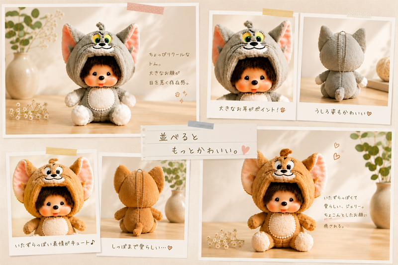 ◇(6796)トムとジェリー モンチッチ 顔でかSSキーチェーン｜ふわふわ