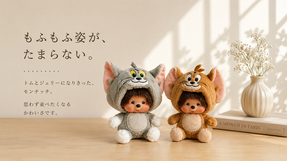 新品 モンチッチ顔でかぬいぐるみマスコットキーホルダー　まとめ3点セット ◇(6796)トムとジェリー モンチッチ 顔でかSSキーチェーン｜ふわふわ