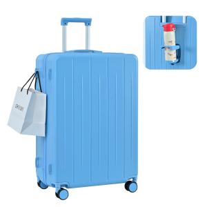 スーツケース Lサイズ キャリーケース 大型 7~14泊 キャリーバッグ カップホルダー付き 側面フ...