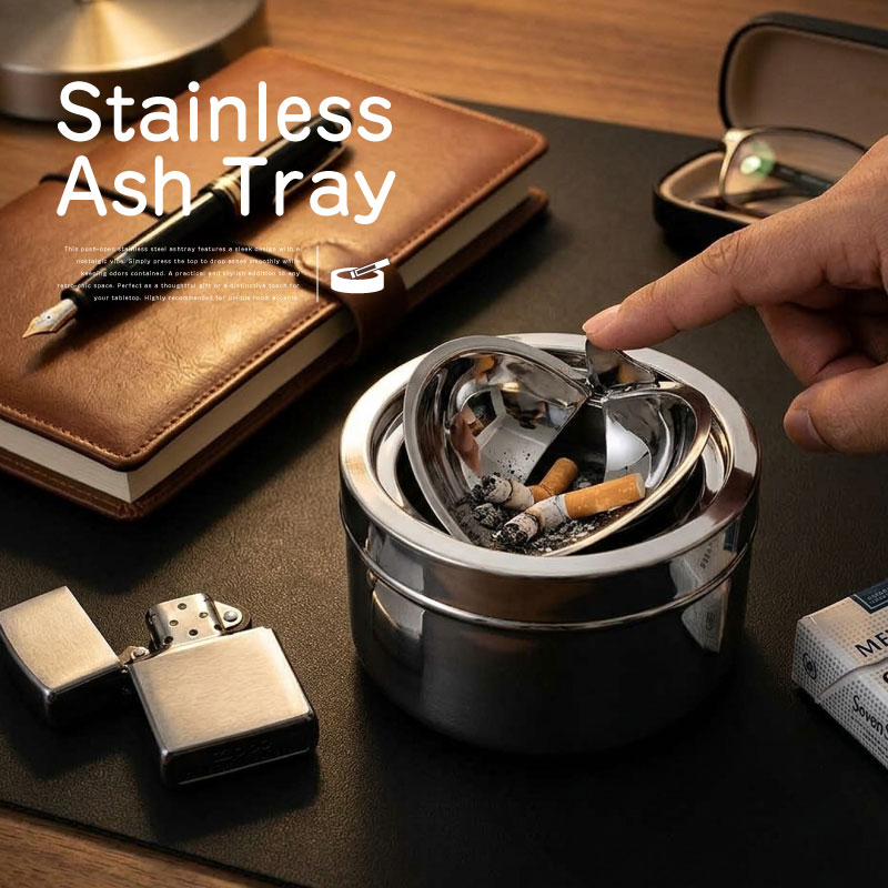 ステンレスアッシュトレイ ドロップ プッシュターン Stainless Ashtray