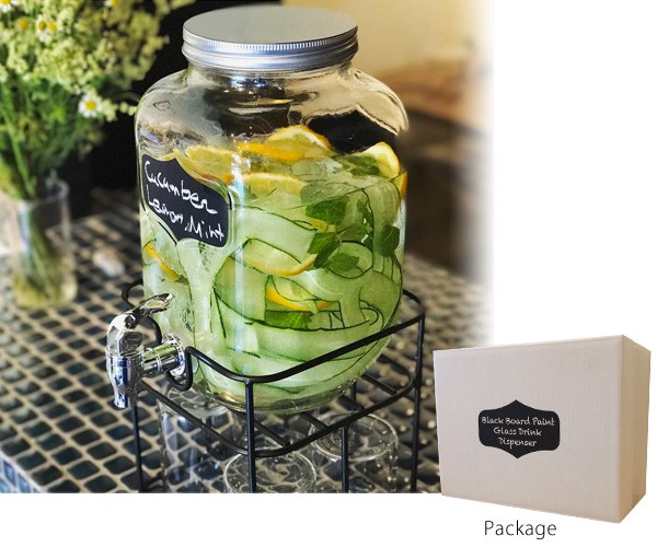 Blackboard Paint Glass Drink Dispenser ブラックボード　ペイント　グラス　ドリンクディスペンサー ホルダーセット
