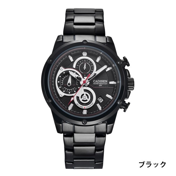 腕時計 メンズ腕時計 ブランド CADISEN c9063 クロノグラフ ステンレスベルト ビジネス シンプル おしゃれ｜sincere-inc｜02