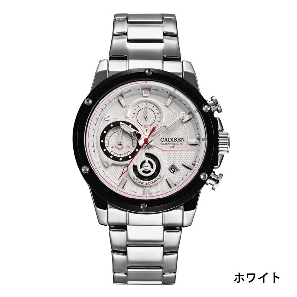 腕時計 メンズ腕時計 ブランド CADISEN c9063 クロノグラフ ステンレスベルト ビジネス シンプル おしゃれ｜sincere-inc｜03