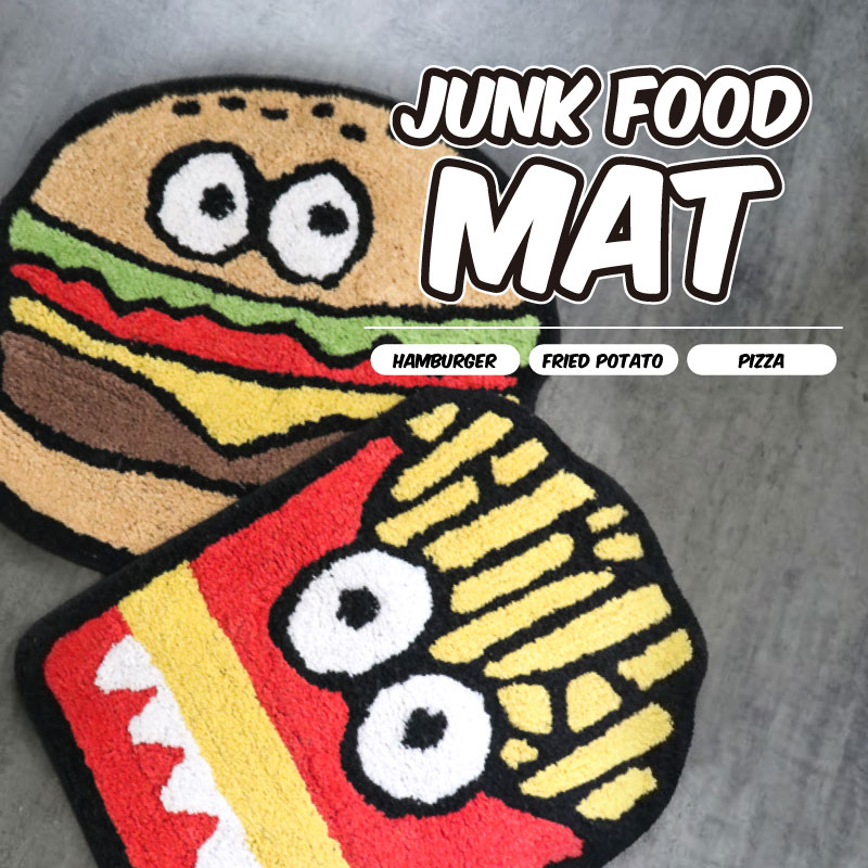 ジャンクフード ラグ マット ハンバーガー フライドポテト ピザ チェア