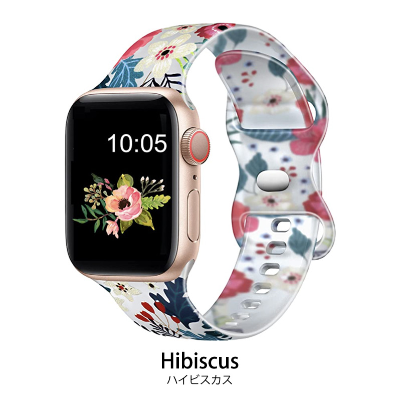 アップルウォッチ バンド シリコン クリアプリント Apple Watch ベルト ケース おしゃれ 38/40/41mm レディース フラワー 花  RELAX メール便送料無料