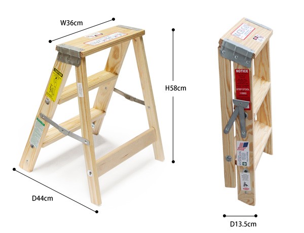 脚立 木製 インテリア Wood Step Ladder Size 2 ウッドステップラダー サイズ2 : wsladder :  腕時計アクセサリーのシンシア - 通販 - Yahoo!ショッピング