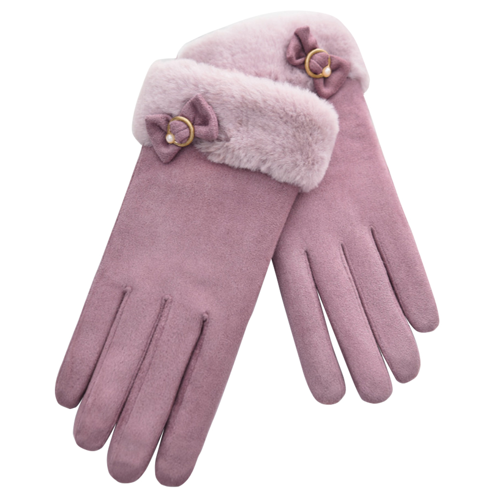 手袋 レディース 暖かい おしゃれ スマホ スマホ対応 防寒 グローブ 手ぶくろ てぶくろ 通勤 保温 スエード 裏起毛 リボン かわいい 大人 ファー |  | 05