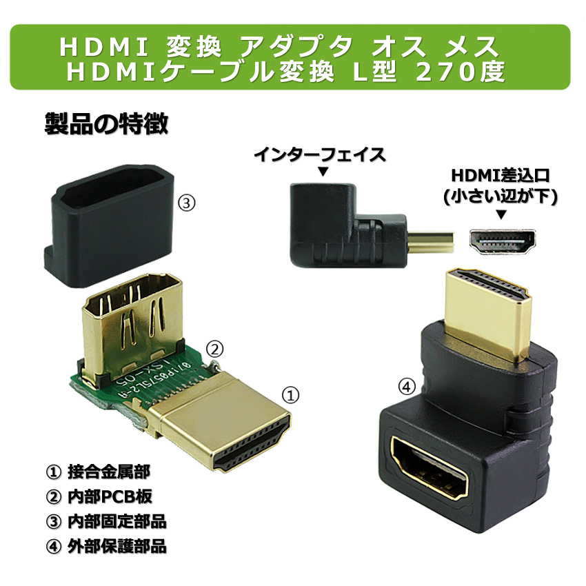 全てのアイテム HDMI 変換 アダプタ オス メス HDMIケーブル 中継 HDMIケーブル変換 小型 L型 270度 フル結線 4K2K 3D対応  金メッキ 対応 HDMI変換 www.southriverlandscapes.com