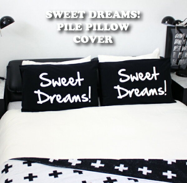 モノトーンSWEET DREAMS! パイル枕カバー 黒 : pc1406-0114 