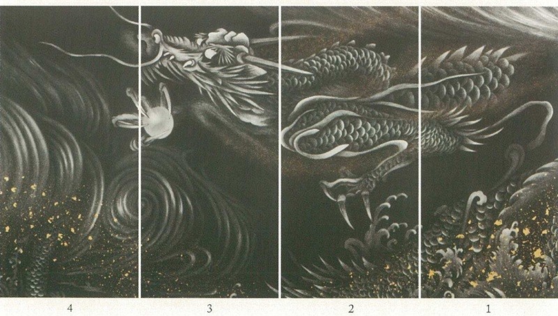 龍画　襖紙龍画　襖紙　86x94cm 超高級ふすま紙 雲龍図 4枚組 （襖紙/襖絵/襖/ふすま/最高級