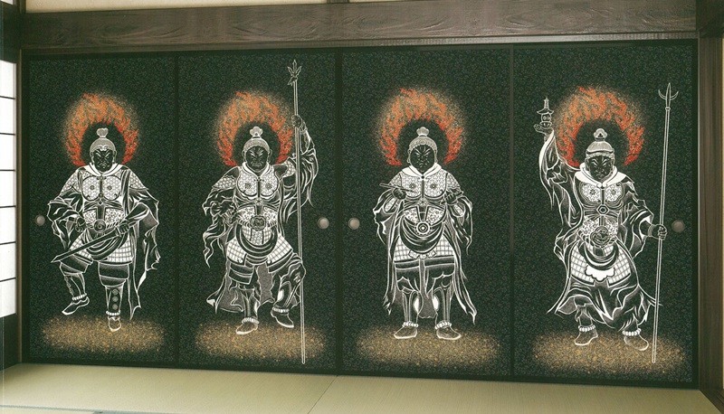 超高級ふすま紙 四天王図 4枚組 （襖紙/襖絵/襖/ふすま/最高級/豪華