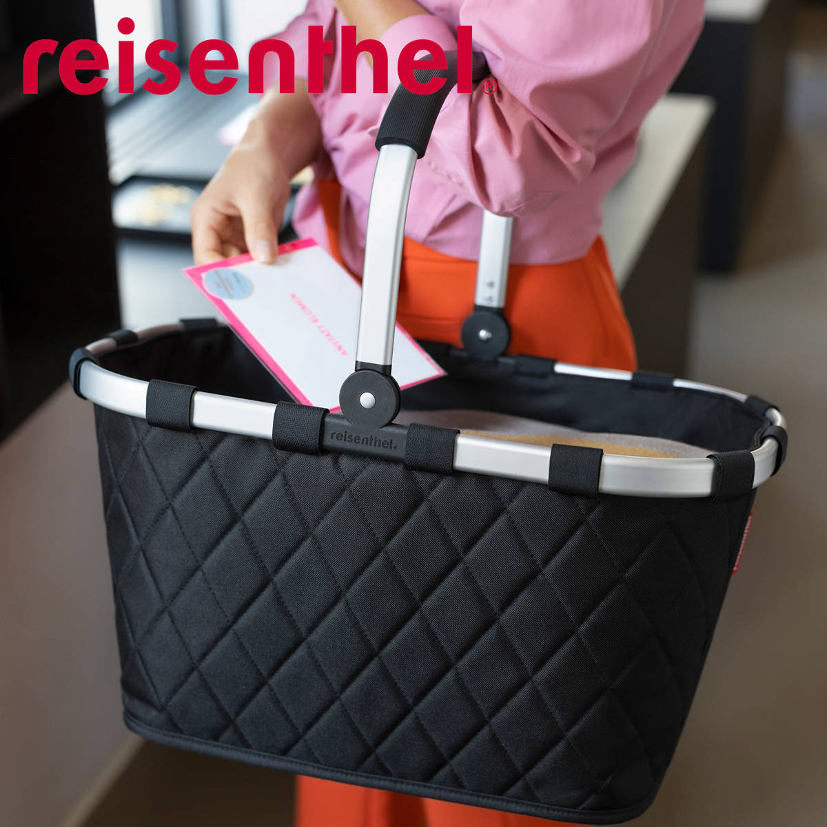 買い物かご reisenthel ライゼンタール キャリーバッグ ロンバス CARRYBAG RHOMBUS （ ショッピングバッグ 折りたたみ マイバッグ レジカゴ ブラック ）