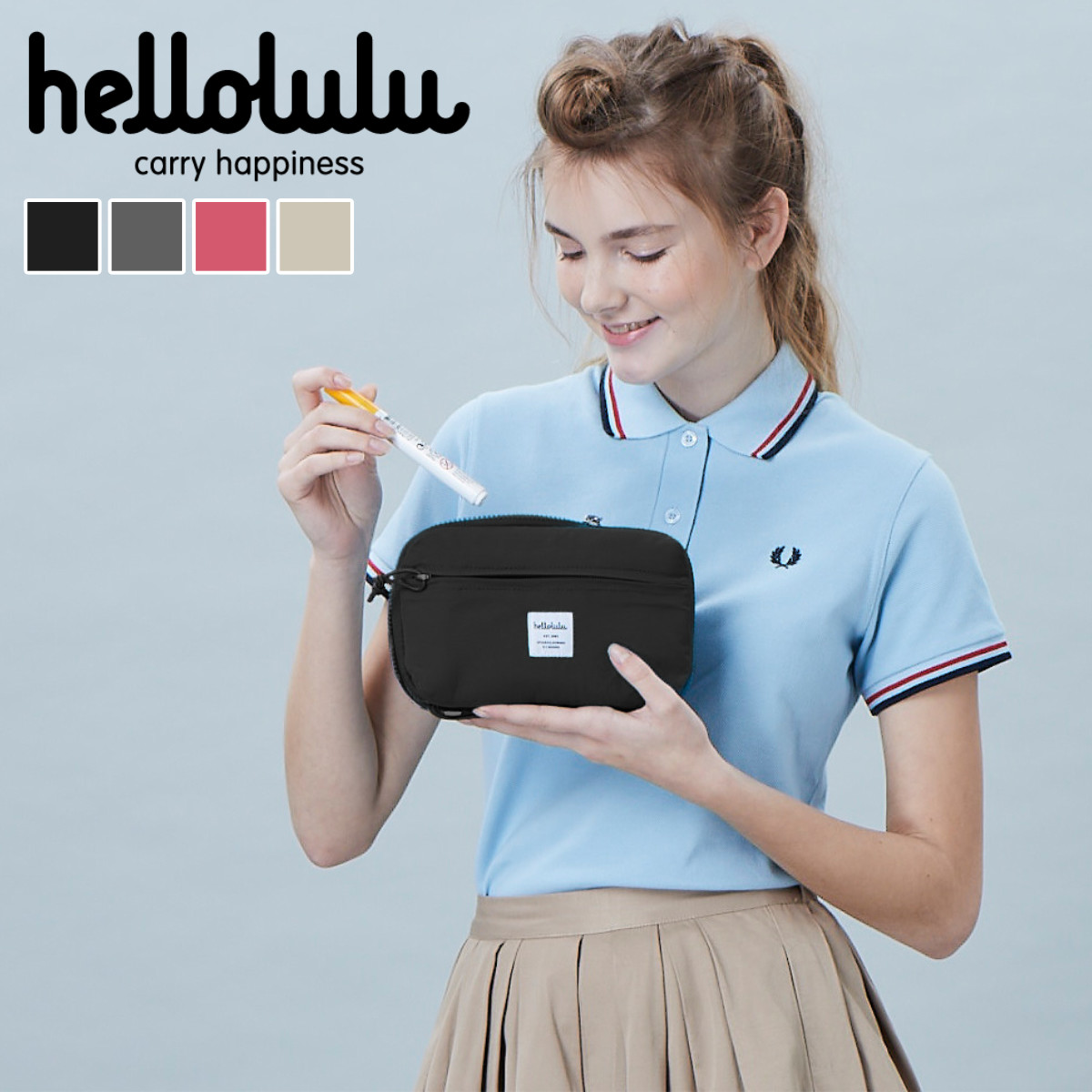 ポーチ hellolulu ハロルル ドルチェ DOLCE （ 小物入れ クラッチバッグ 化粧ポーチ トラベルポーチ 軽い 鞄 ）