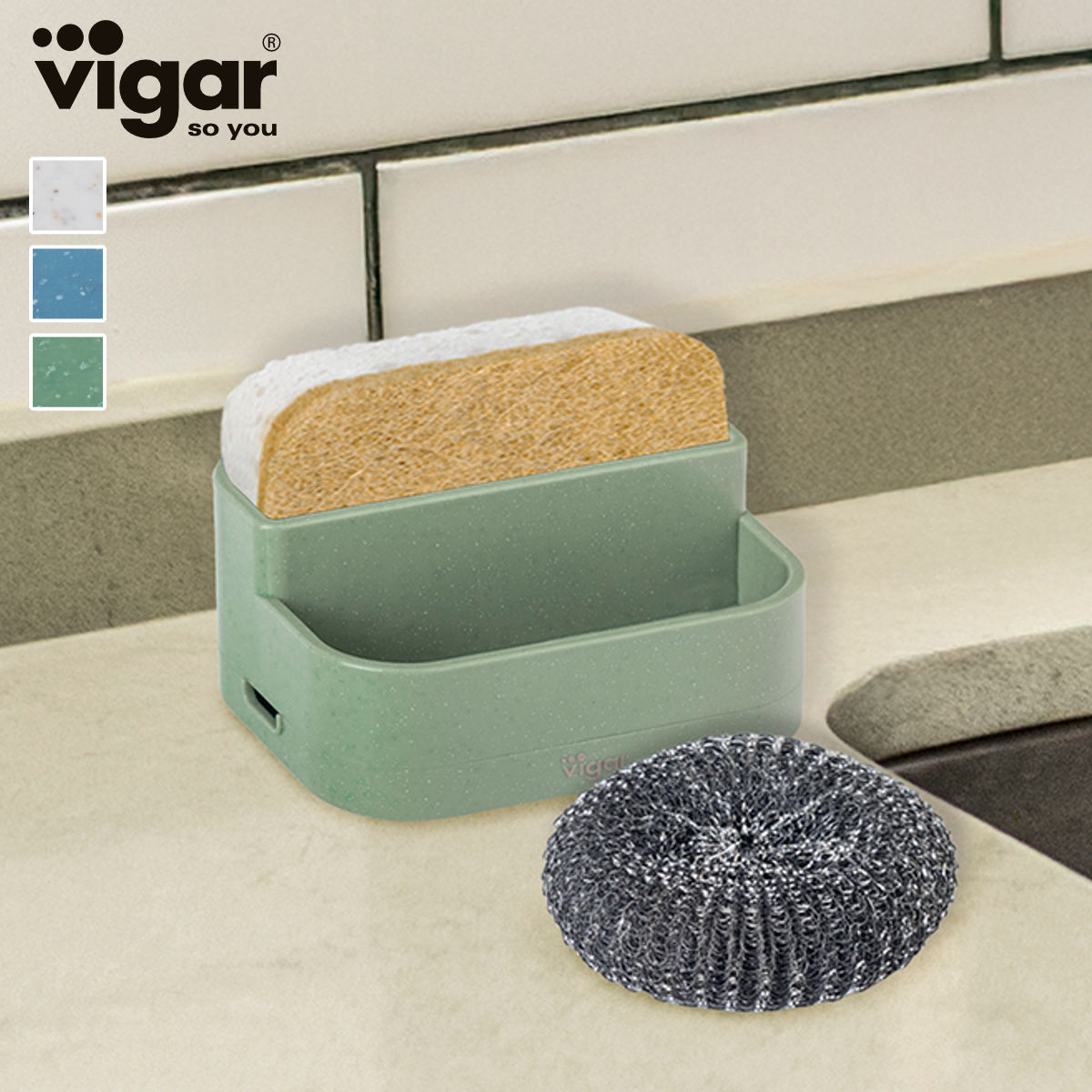 Vigar ヴィガール レンゴWスポンジホルダー Double Sponge Holder （ スポンジホルダー 2段 スポンジ置き スポンジ収納 ） | Vigar