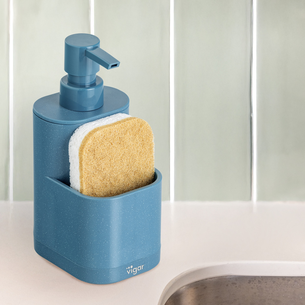 Vigar ヴィガール レンゴ 2ピース シンクキャディセット RENGO 2 Piece Sink Caddy Set （ スポンジホルダー スポンジ置き ディスペンサー付き スポンジ ） | Vigar | 10