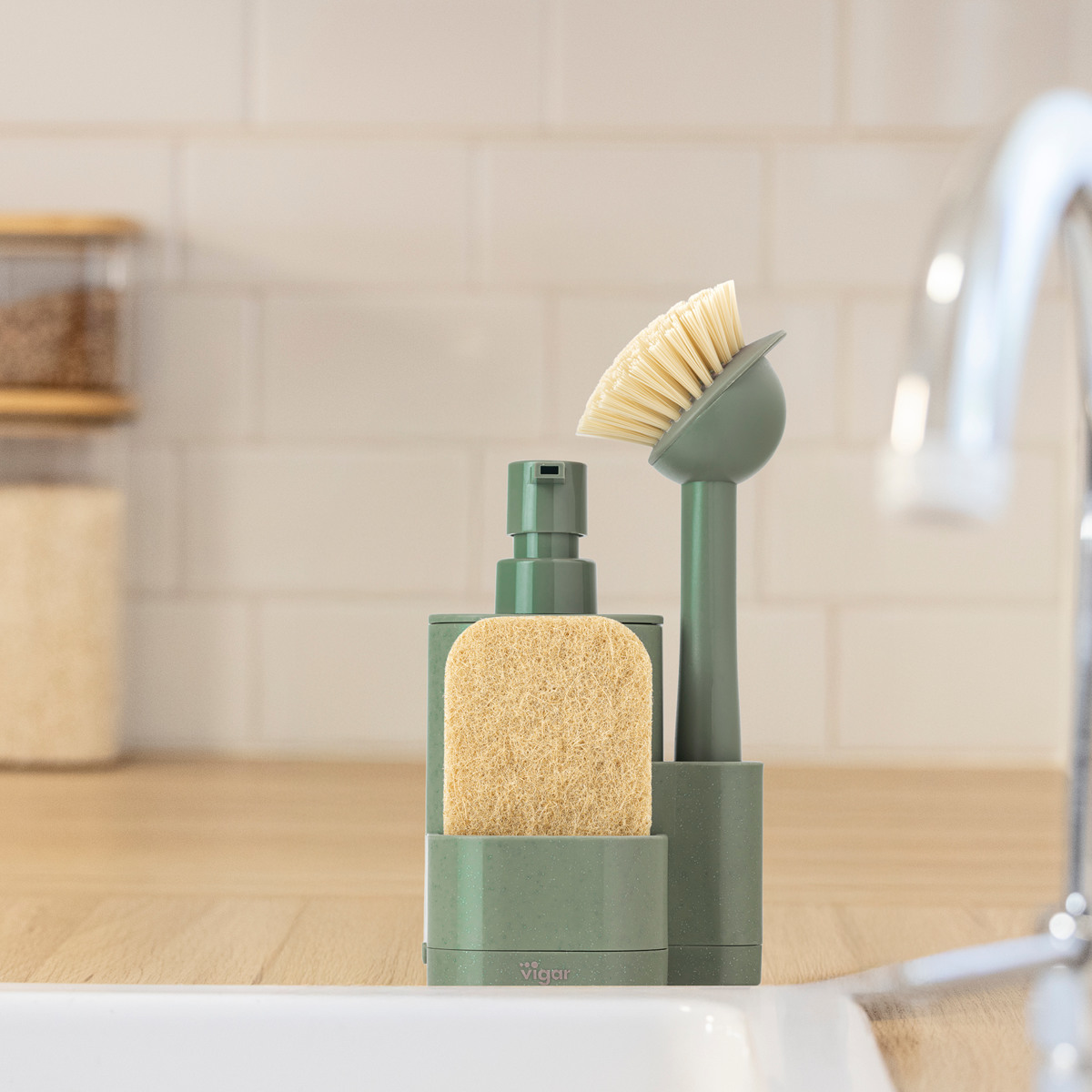 Vigar ヴィガール レンゴ 3ピース シンクキャディセット3 RENGO 3 Piece Sink Caddy Set （ スポンジホルダー スポンジ置き ディスペンサー付き スポンジ ） | Vigar | 11