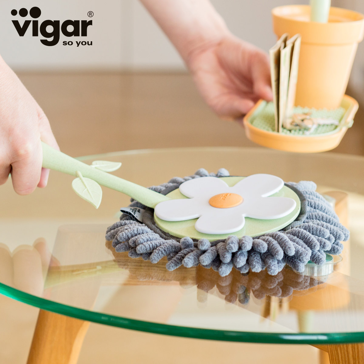 Vigar ヴィガール フローガニック ラウンド マイクロファイバーダスター FLORGANIC Round Microfiber Duster （ ハンドモップ 洗える かわいい ホコリ取り ）