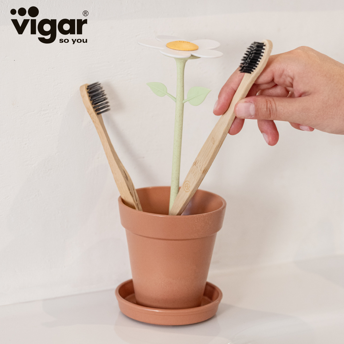 Vigar ヴィガール フローガニック トゥースブラシホルダー FLORGANIC Tooth Brush Holder （ 歯ブラシ スタンド 歯ブラシ置き 歯ブラシ立て かわいい ） | Vigar