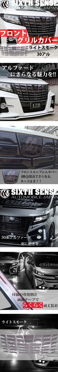 30系アルファード前期専用 フロントグリルカバー ライトスモーク
