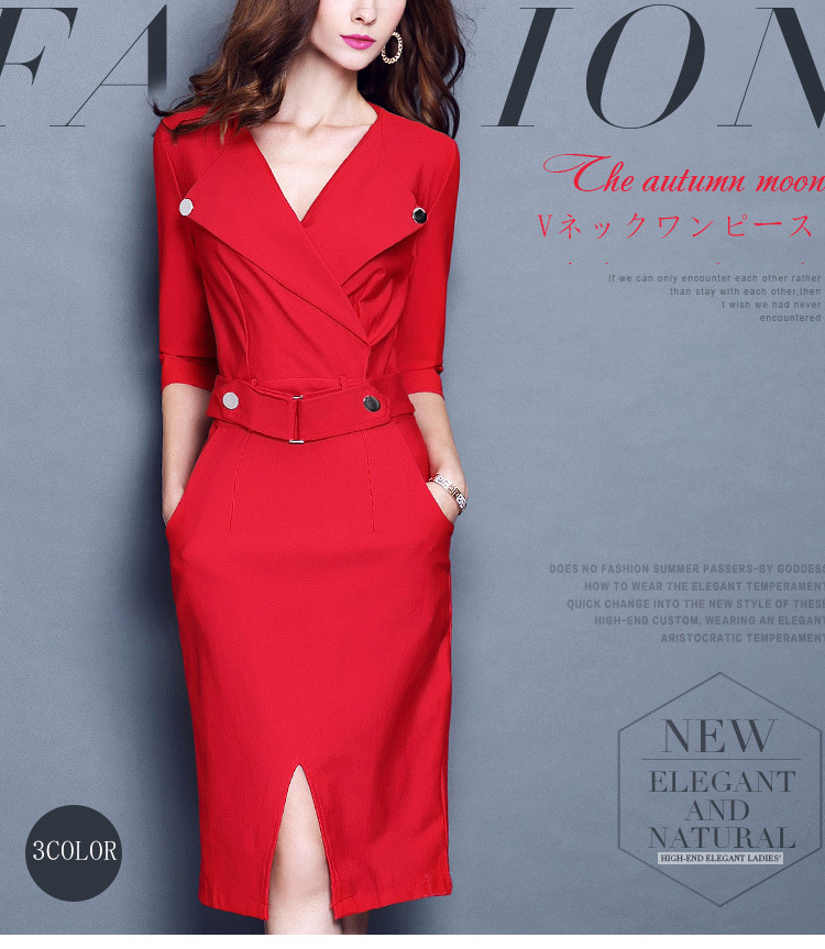 最安値挑戦 発表会 パーティー ワンピース 切り替え布 Vネック 膝丈 ワンピース 長袖 春秋 レディース Ol 婦人服 キレイめ 着痩せ 上品 女性 ワンピース サイズ L Www Accesscodeschool Fr