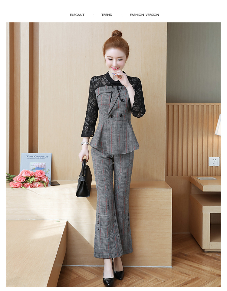 おしゃれ ブラウス セットアップ 40代 スーツパンツ チェック レース 入学式 大きいサイズ フレア袖 上下セット 卒業式 春 レディース Ol 長袖 セットアップ サイズ Xl Iceenergy Nl