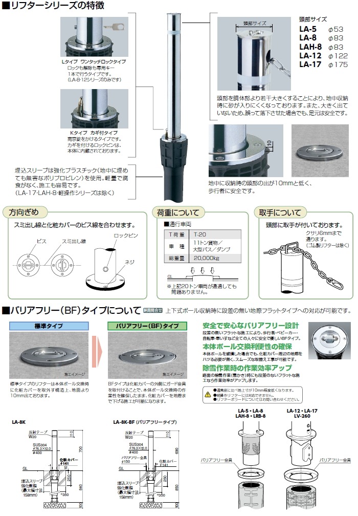 車止め サンポール リフター φ76.3 ステンレス製 上下式（標準タイプ） カギ付（南京錠25mm） エンド用（最終端部） LA-8KC-E  車庫まわり 駐車場 ガレージ : sp18-kd00024 : DIY 建材市場 STYLE-JAPAN-GROUP - 通販 -  Yahoo!ショッピング