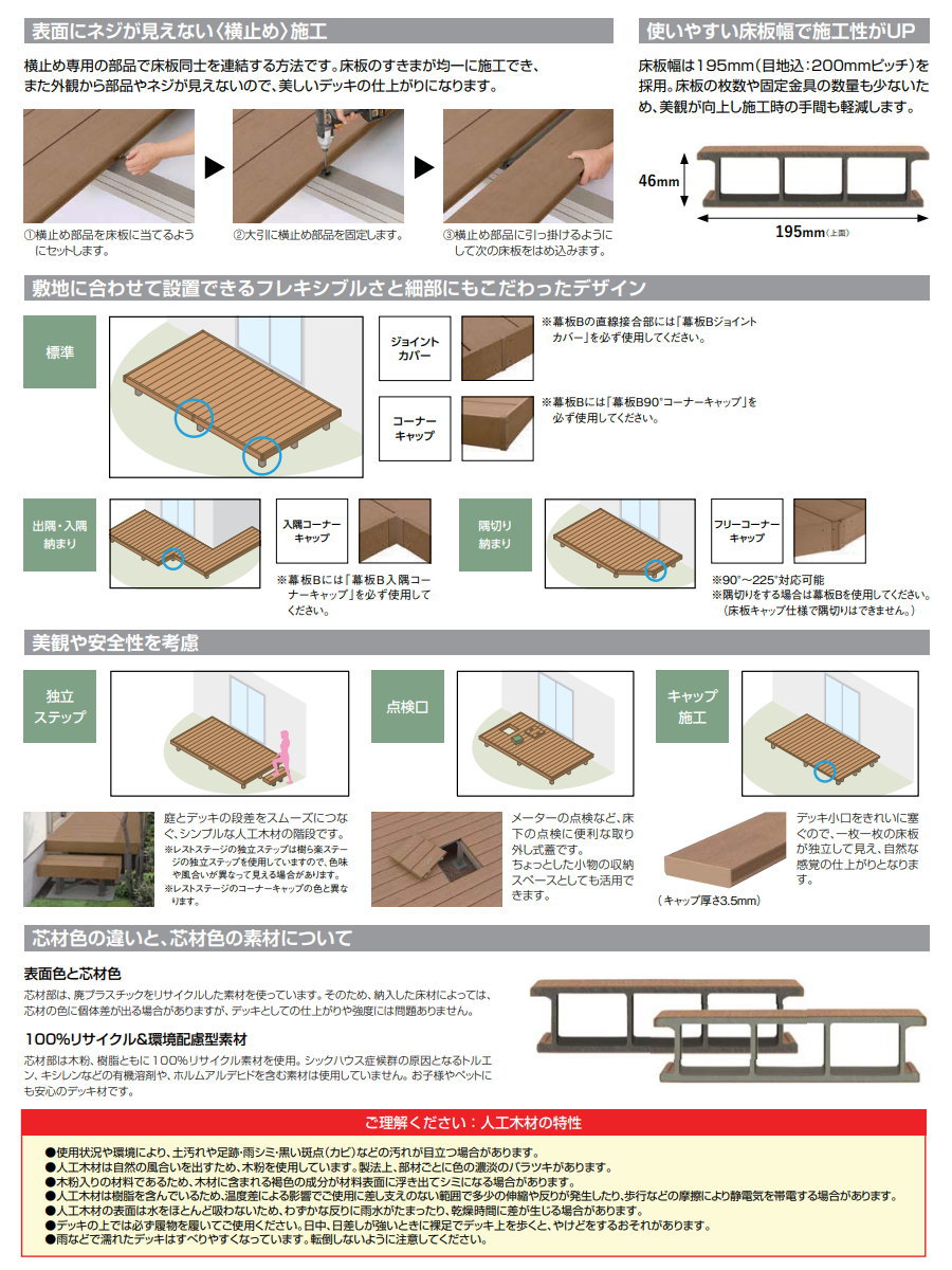 ウッドデッキ LIXIL リクシル レストステージ 床板キャップ仕様 ロング