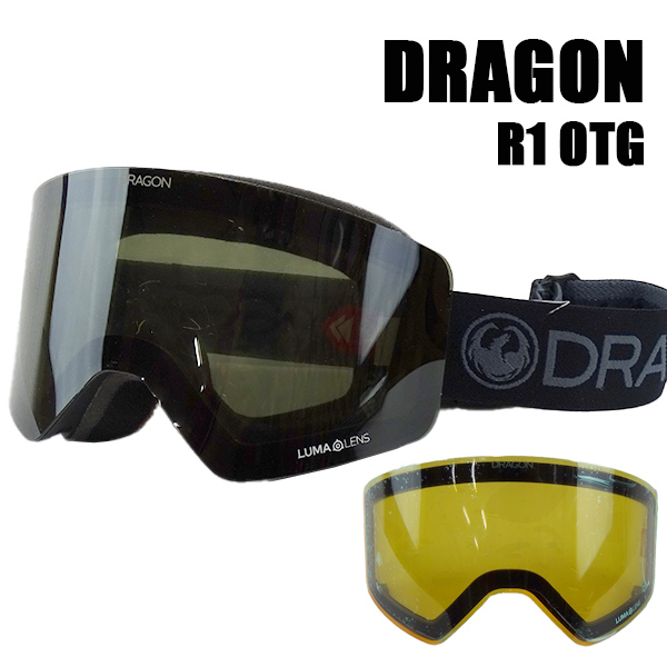 ドラゴン スノボ ゴーグル DRAGON R1 OTG BLACK OUT BONUS LUMALENS DARK SMOKE AMBER SNOW  GOGGLE アジアンフィット 22-23 ボーナスレンズ付き