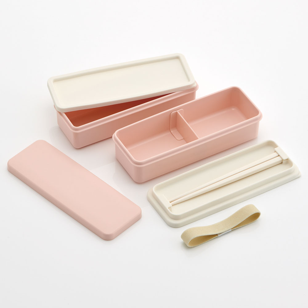スケーター お弁当箱 2段 コンパクト スリム 630ml ピンク 箸 付き