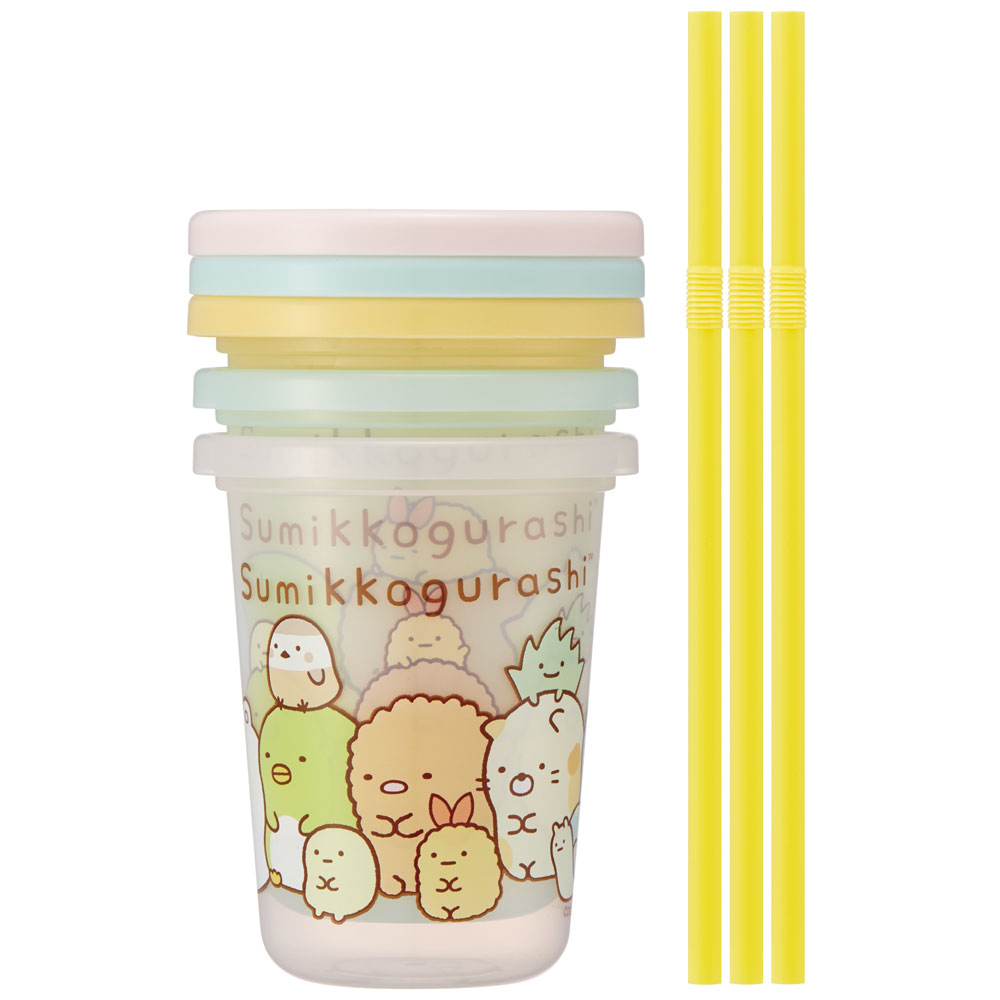 ●すみっコぐらし●ストロー付きタンブラー[230ml]3個セット//ストローコップ コップ カップ パーティー アウトドア 子ども キッズ フタ付きコップ | すみっコぐらし | 01