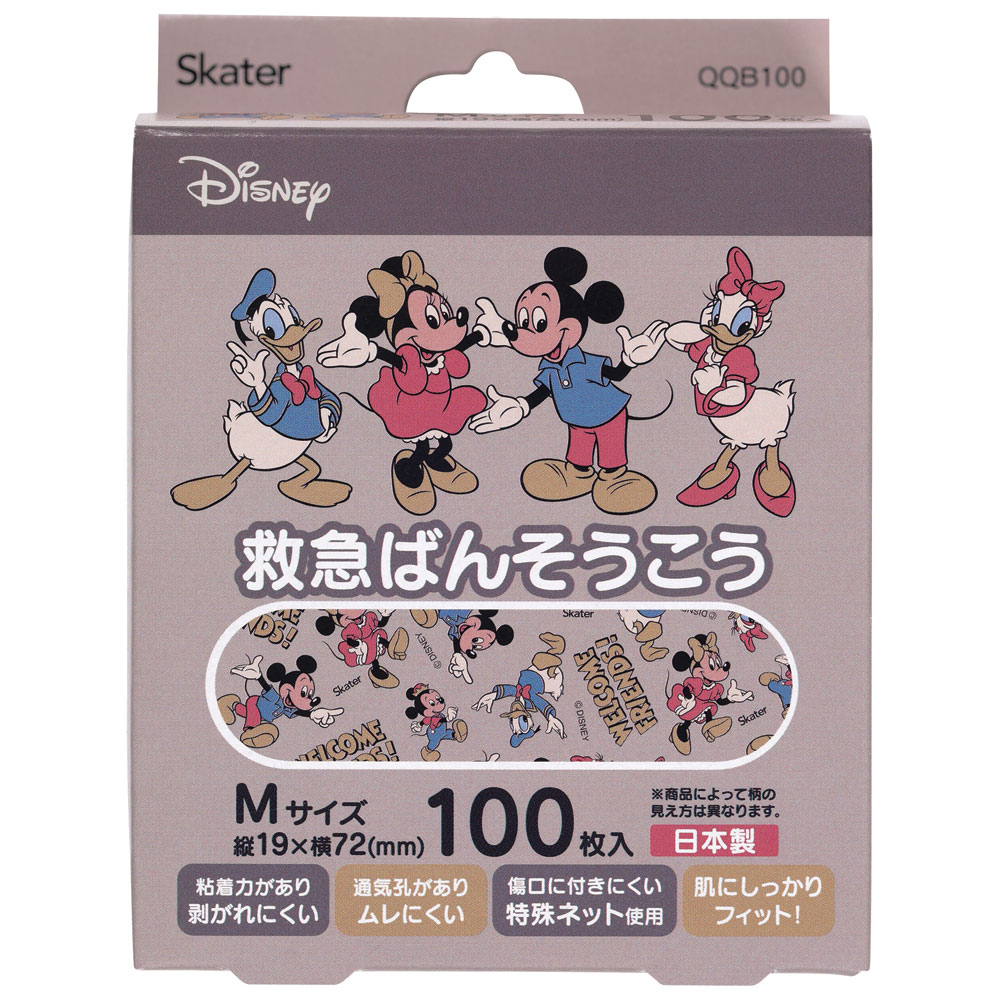 スケーター キャラクター 救急 ばんそうこう Mサイズ 100枚入り ミッキー＆フレンズ　絆創膏 バンソウコウ けが 怪我 ケガ キズ 傷 きず | Disney | 01