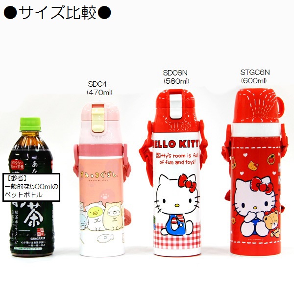 水筒 キッズ 直飲み ワンタッチ ステンレス 水筒カバー 付き 保冷 約 500ml (470ml) スケーター KSDC4｜skater-koshiki｜03