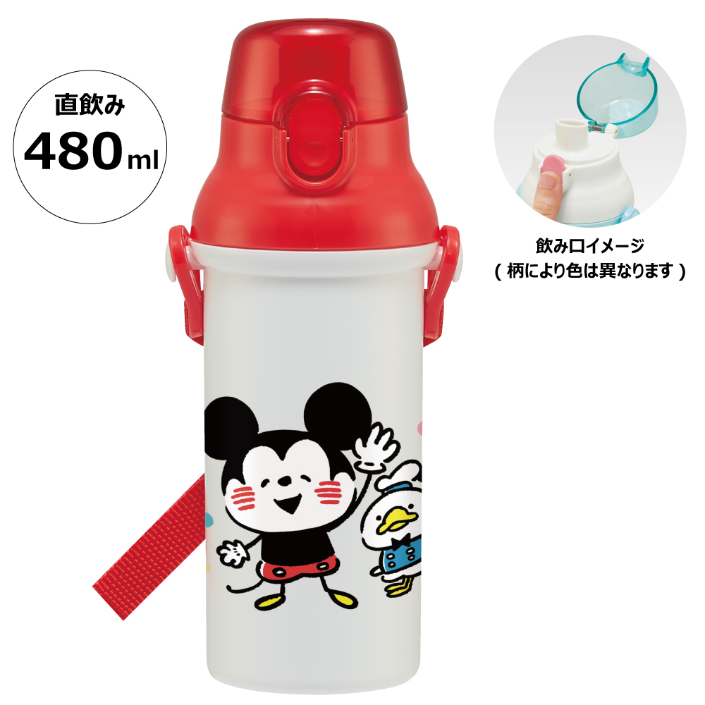 水筒 直飲み プラスチック 大容量 480ml 食洗機対応 キッズ 幼児 ワンタッチ スケーター PSB5SANAG カナヘイMKフレンズ カナヘイ ミッキー 女の子｜skater-koshiki