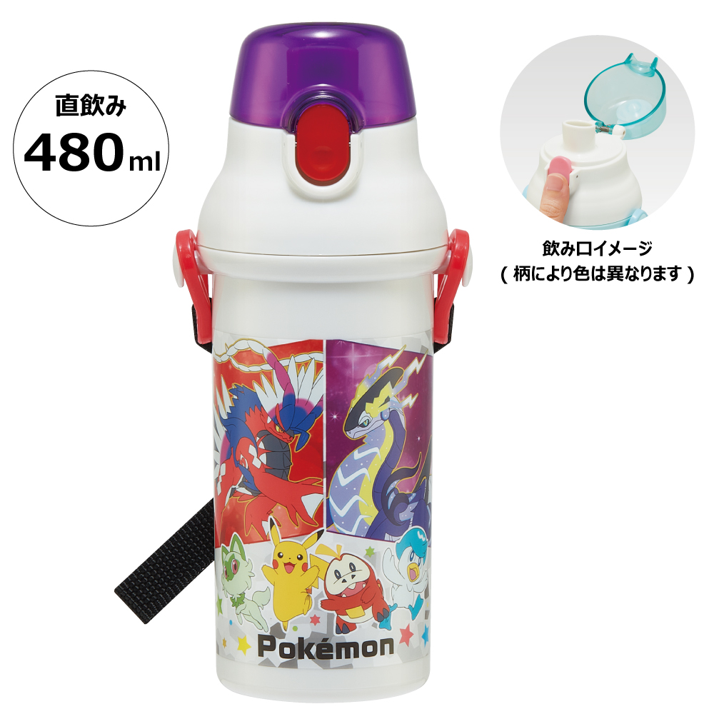 水筒 直飲み プラスチック 大容量 480ml 食洗機対応 キッズ 幼児 ワンタッチ スケーター PSB5SANAG ポケットモンスター ポケモン  23N ピカチュウ 男の子