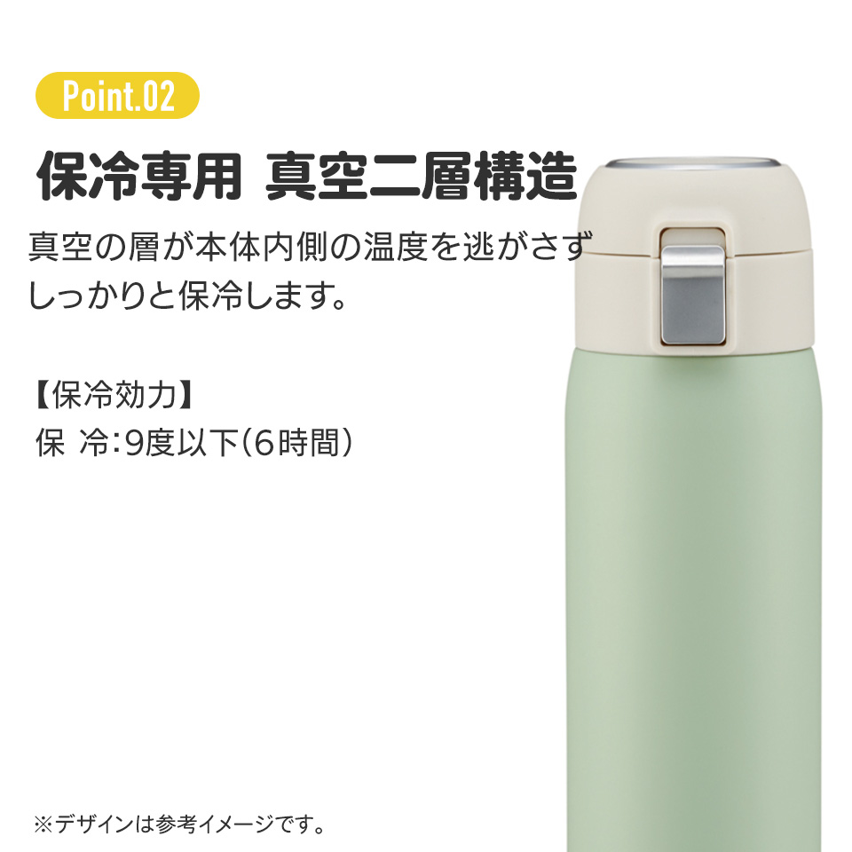 グリーン スリムボトル ワンタッチオープン CLE-06M クリーンパウダー 真空二重ワンタッチボトル 500ml