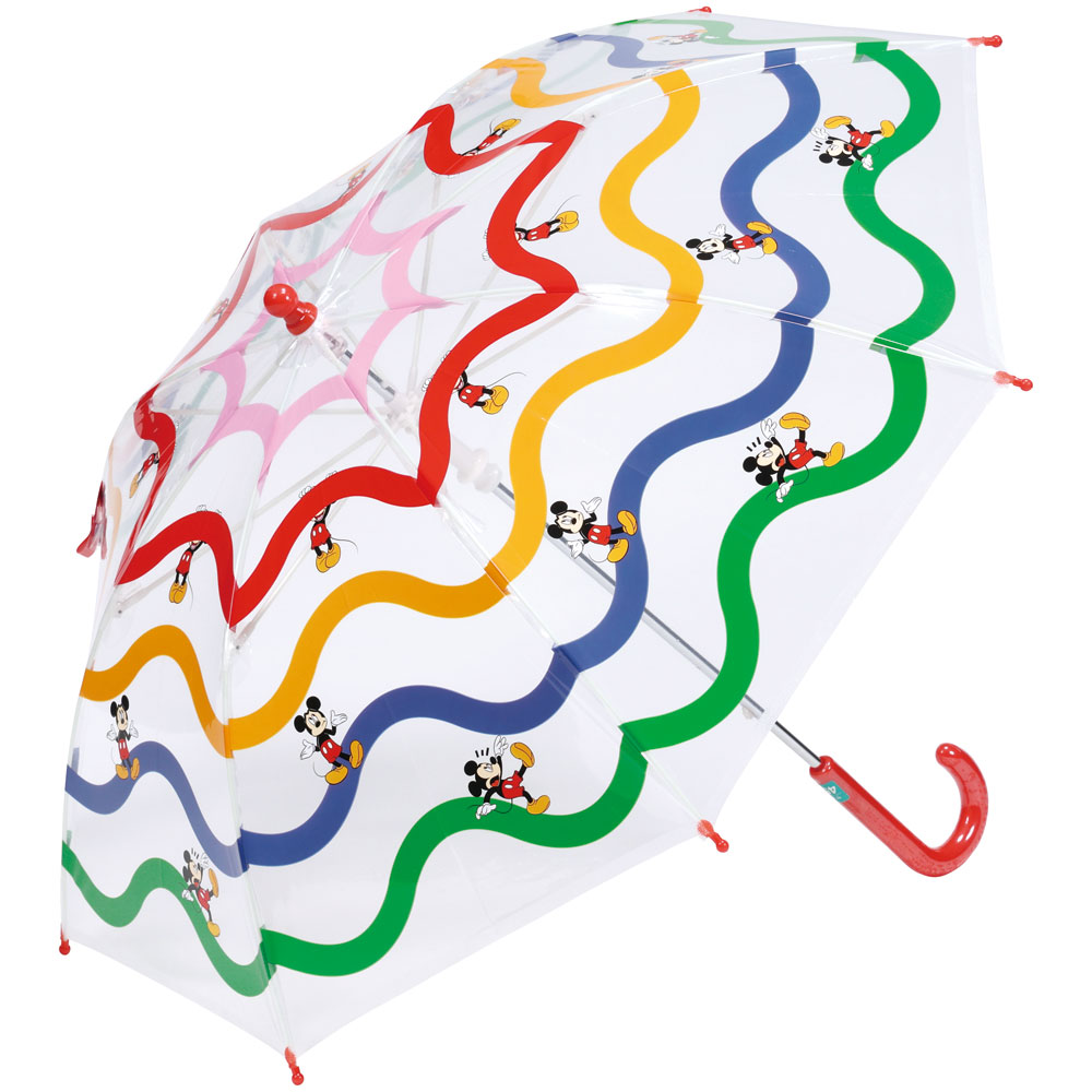 ビニール傘 キッズ 傘 子供用 45cm 手開き 子供 幼稚園 幼児 45センチ 軽量 ネームタグ スケーター UBV45 ミッキーマウス ミッキー Mickey 男の子 女の子｜skater-koshiki