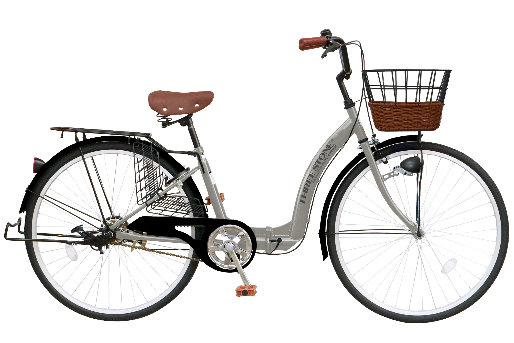 ベージュ シティサイクル 26インチ チャイルドシート付き アイジュサイクル AIJYU CYCLE ノーパンク 自転車 シティサイクル 26