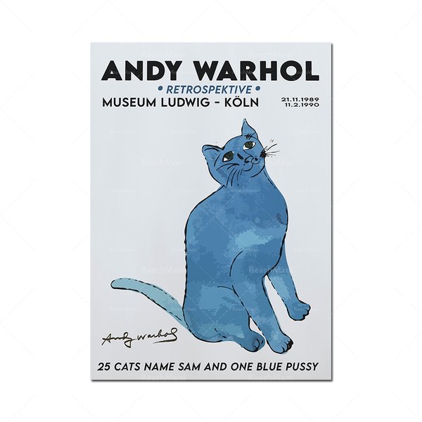 アートポスター アートパネル アートフレーム インテリア おしゃれ 絵画 壁 アンディウォーホル 絵 ブルー 猫 ネコ デザインNO-F