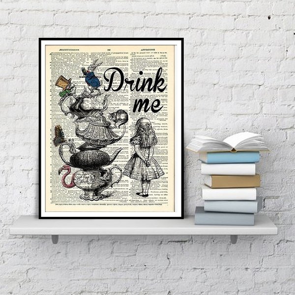 額付 アートポスター アートフレーム 不思議の国のアリスお茶会 ティー