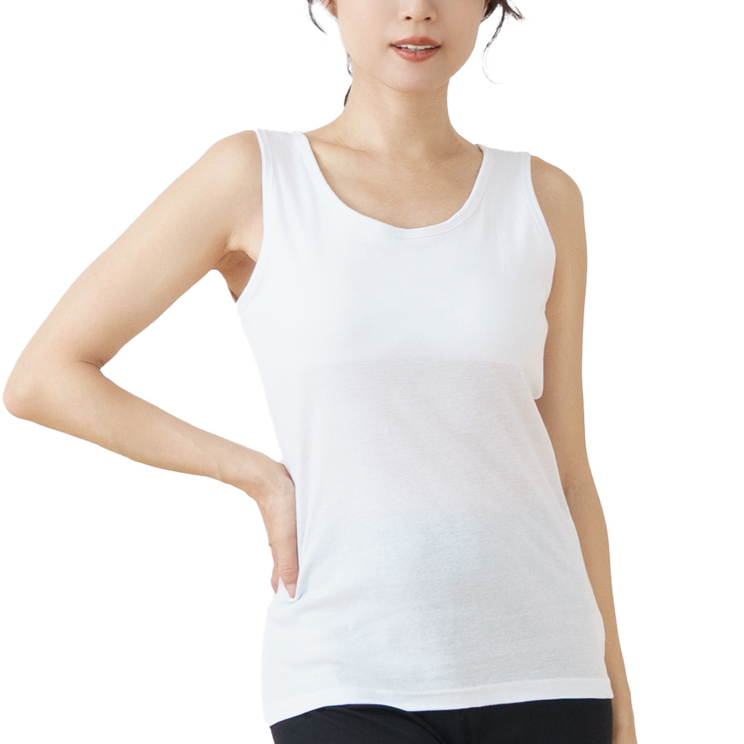 白鷺ニット 綿100％ カップ付き タンクトップ ブラトップ インナー