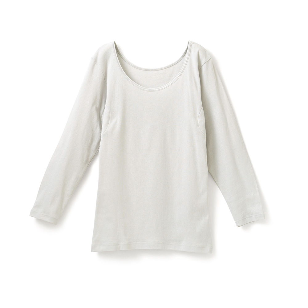 白鷺ニット 綿100％ 汗取り インナー 長袖 8分袖 深あき 素肌ドライ 脇