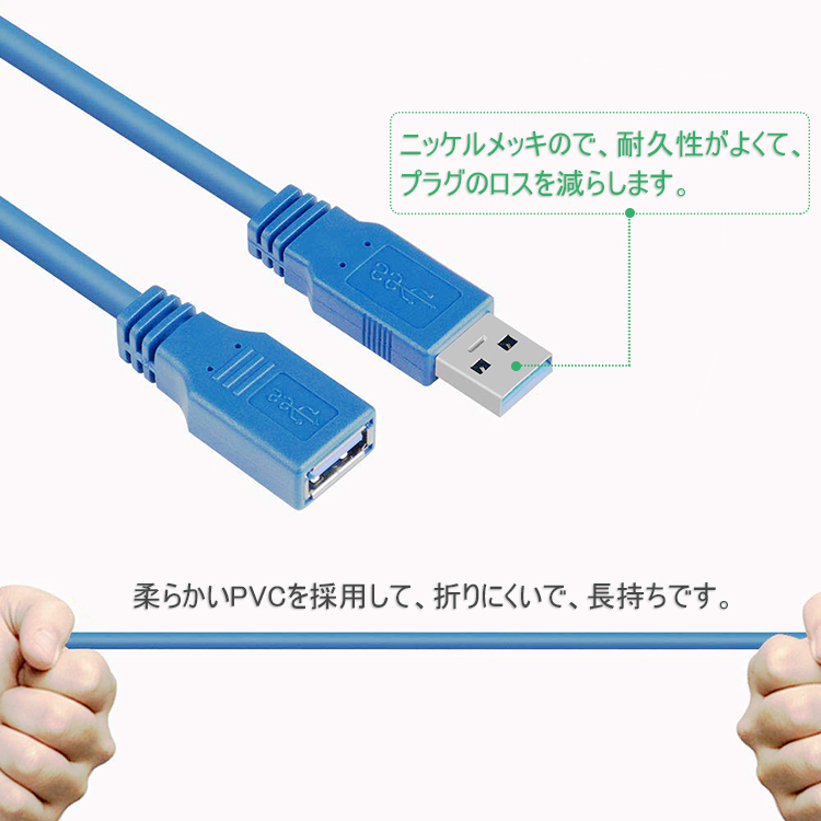 USB3.0 ケーブル 延長ケーブル 1m USB3.0 ケーブル usbケーブル