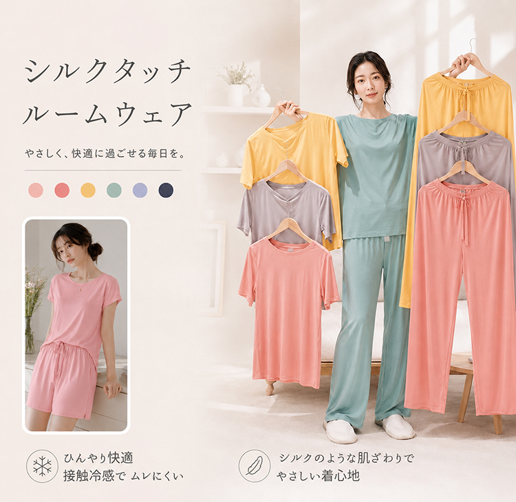 パジャマ レディース 夏 半袖 3点セット 接触冷感 ルームウェア 夏用 上下セット 女性用 長ズボン 短パン ショートパンツ ロングパンツ ゆったり 大きいサイズ 関連画像1