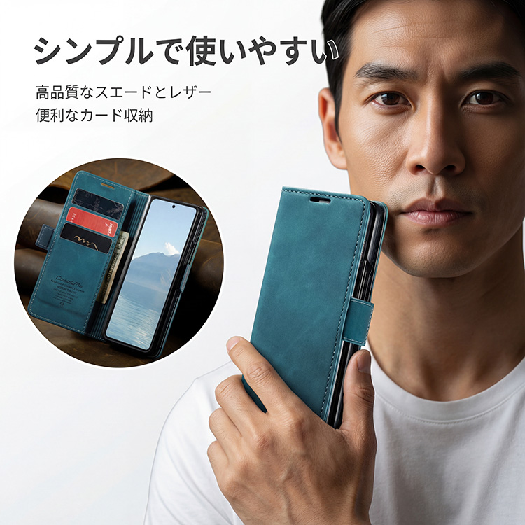 Galaxy Z Fold7 ケース 手帳型 Fold6 Fold5 Fold4 5G レザー 革 ボタン