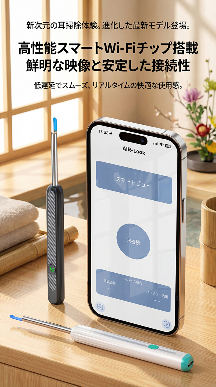 耳かき カメラ ライト付き WIFI 1000万画素 高画質 LEDライト スコープ