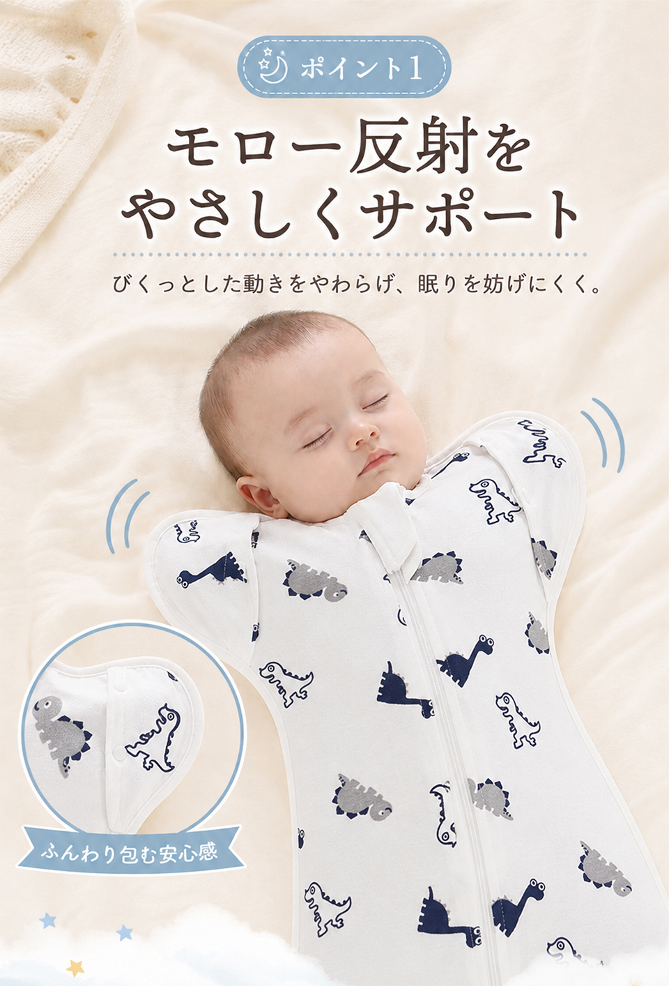 おくるみ ベビー スワドル スリーパー 新生児 手が出せる 赤ちゃん 綿